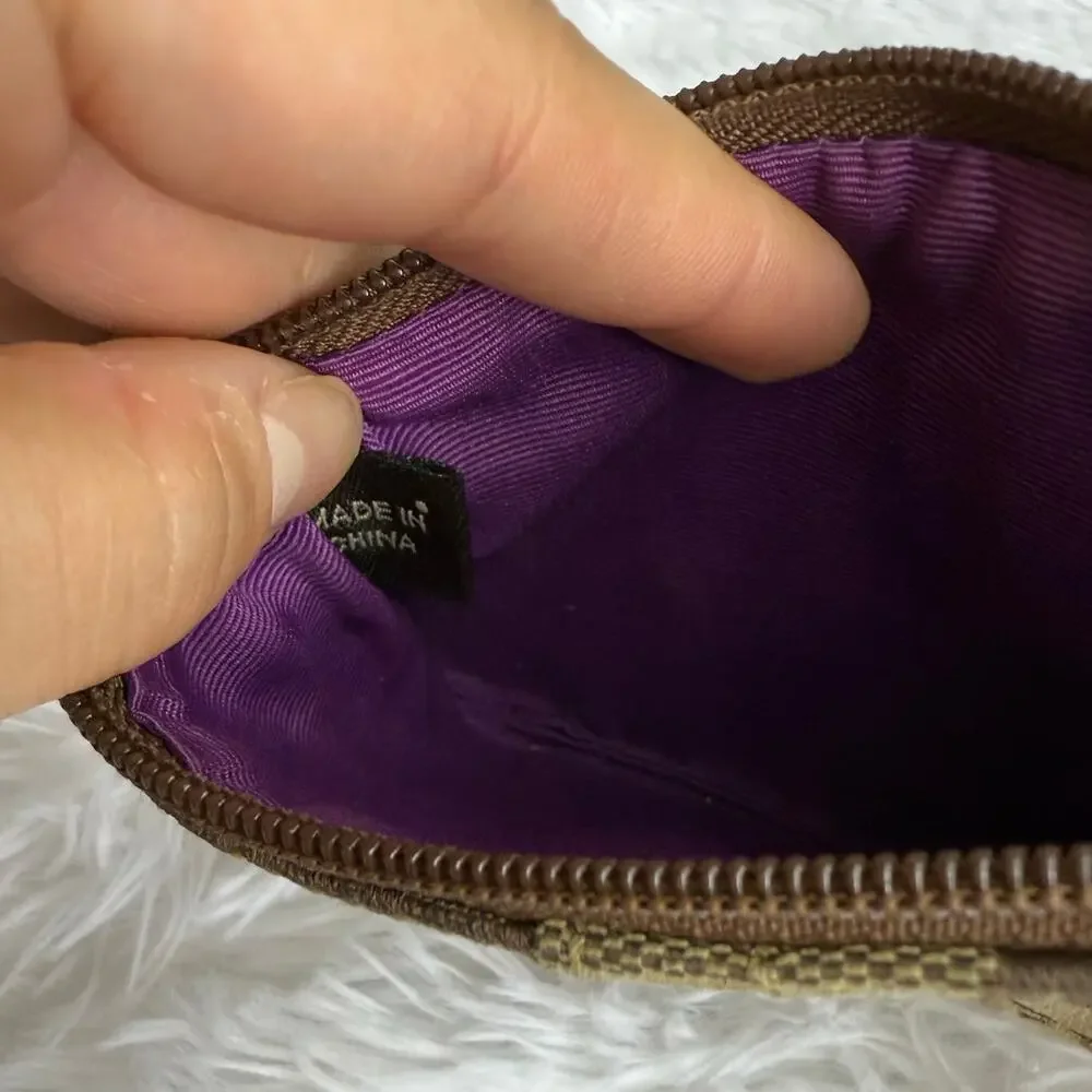 COACH Signature Brown Yellow Wristlet